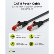 GOOBAY καλώδιο δικτύου 68687, CAT 6A S/FTP, 250MHz, copper, 0.5m, μαύρο