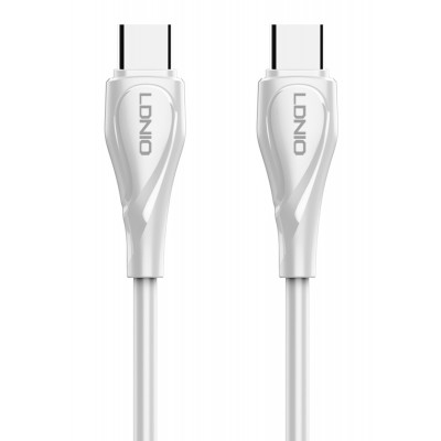 LDNIO καλώδιο USB-C σε USB-C LC611C, 65W PD, 1m, λευκό