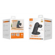 LDNIO ασύρματος φορτιστής WL02 με LED φωτισμό, 3 σε 1, 15W, μαύρος