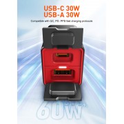 LDNIO φορτιστής μοτοσυκλέτας C108 με καλώδιο, USB/USB-C, 60W, μαύρος