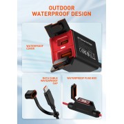 LDNIO φορτιστής μοτοσυκλέτας C108 με καλώδιο, USB/USB-C, 60W, μαύρος
