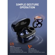 LDNIO earphones με θήκη φόρτισης T09, OWS, Φ10mm, 35/400mAh, μπλε