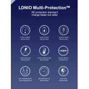 LDNIO φορτιστής τοίχου Q2617 με καλώδιο USB-C, EU/UK/US βύσμα, USB/USB-C, 65W, GaN, λευκός