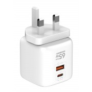 LDNIO φορτιστής τοίχου Q2617 με καλώδιο USB-C, EU/UK/US βύσμα, USB/USB-C, 65W, GaN, λευκός