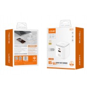 LDNIO φορτιστής τοίχου Q2617 με καλώδιο USB-C, EU/UK/US βύσμα, USB/USB-C, 65W, GaN, λευκός