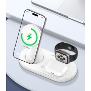 LDNIO ασύρματος φορτιστής WL01 με LED φωτισμό, 3 σε 1, 15W, λευκός