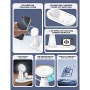 LDNIO ασύρματος φορτιστής WL01 με LED φωτισμό, 3 σε 1, 15W, λευκός
