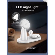 LDNIO ασύρματος φορτιστής WL01 με LED φωτισμό, 3 σε 1, 15W, λευκός