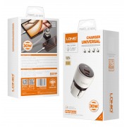 LDNIO φορτιστής τοίχου Q2319 με καλώδιο USB-C, EU/UK/US/AU βύσμα, USB/USB-C, 30W, γκρι