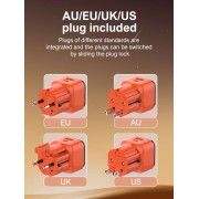 LDNIO φορτιστής τοίχου Q2420 με καλώδιο, USB/USB-C, 45W, universal πρίζα, πορτοκαλί