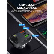 LDNIO FM Transmitter & φορτιστής C704Q, 2x USB/1x USB-C, 36W, Bluetooth, μαύρο