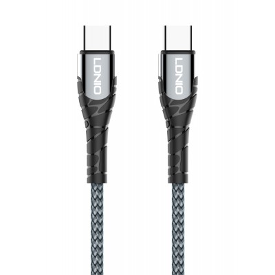 LDNIO καλώδιο USB-C σε USB-C LC102, 65W PD, 2m, γκρι
