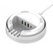 LDNIO σταθμός φόρτισης AW003, USB-C/3x USB/wireless, 32W, PD/QC, λευκός