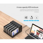 ORICO docking station για 2.5" ή 3.5" SATA HDD/SSD 6558US3-C, 5 θέσεων, 5Gbps, clone function, μαύρο