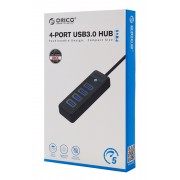 ORICO USB hub PW4U-C3, 4x θυρών, USB 3.0, 5Gbps, USB-C σύνδεση, μαύρο