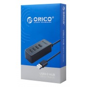 ORICO USB hub W5P-U2, 4x θυρών, USB 2.0, 480Mbps, USB σύνδεση, 1m καλώδιο, μαύρο