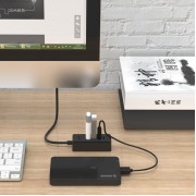 ORICO USB hub W5P-U3, 4x θυρών, USB 3.0, 5Gbps, USB σύνδεση, 1m καλώδιο, μαύρο