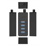 ORICO USB hub W5P-U3, 4x θυρών, USB 3.0, 5Gbps, USB σύνδεση, 1m καλώδιο, μαύρο