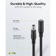 GOOBAY καλώδιο προέκτασης τροφοδοσίας 71401, 5.5x2.5mm, 3m, μαύρο