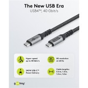 GOOBAY καλώδιο USB-C 74210, USB4, 240W, 40Gbps, 8K/60Hz, 0.50m, γκρι