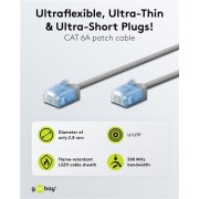GOOBAY καλώδιο δικτύου 74225, CAT 6A U/UTP, slim, copper, 500MHz, 5m, γκρι