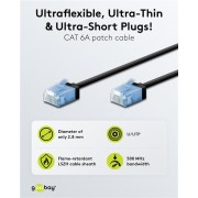 GOOBAY καλώδιο δικτύου 74240, CAT 6A U/UTP, slim, copper, 500MHz, 7.5m, μαύρο