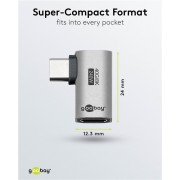 GOOBAY αντάπτορας USB-C 74441, γωνιακός 90°, USB4, 240W, 40Gbps, 8K, γκρι