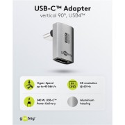 GOOBAY αντάπτορας USB-C 74442, γωνιακός 90°, USB4, 240W, 40Gbps, 8K, γκρι