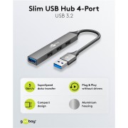 GOOBAY USB hub 74456, 4x θυρών, USB 3.2, 5Gbps, USB σύνδεση, γκρι