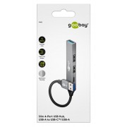 GOOBAY USB hub 74458, 4x θυρών, USB 3.2, 5Gbps, USB σύνδεση, γκρι