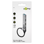 GOOBAY USB hub 74459, 4x θυρών, USB 3.2, 5Gbps, USB-C σύνδεση, γκρι