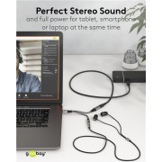 GOOBAY αντάπτορας USB-C σε 3.5mm & USB-C 74524, 60W, 480Mbps, γκρι
