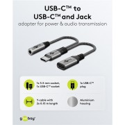 GOOBAY αντάπτορας USB-C σε 3.5mm & USB-C 74524, 60W, 480Mbps, γκρι