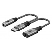 GOOBAY αντάπτορας USB-C σε 3.5mm & USB-C 74524, 60W, 480Mbps, γκρι