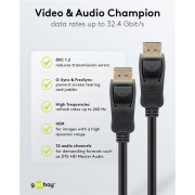 GOOBAY καλώδιο DisplayPort 74777, VESA Certified, 8K/60Hz, 32.4 Gbps, 1m, μαύρο