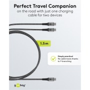 GOOBAY καλώδιο USB-C σε 2x USB-C 75739, 60W, 480Mbps, 1.5m, γκρι