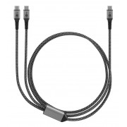 GOOBAY καλώδιο USB-C σε 2x USB-C 75739, 60W, 480Mbps, 1.5m, γκρι