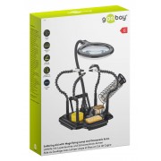 GOOBAY βάση στήριξης πλακέτας 76558 με μεγεθυντικό φακό & θέση για κολλητήρι, 4x βραχίονες, μαύρη