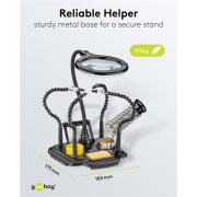 GOOBAY βάση στήριξης πλακέτας 76558 με μεγεθυντικό φακό & θέση για κολλητήρι, 4x βραχίονες, μαύρη