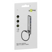 GOOBAY USB hub 76563, 4x θυρών, USB 3.2, 5Gbps, USB-C σύνδεση, γκρι