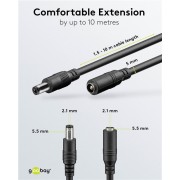 GOOBAY καλώδιο προέκτασης τροφοδοσίας 76671, 5.5x2.1mm, 5m, μαύρο