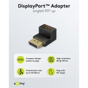 GOOBAY αντάπτορας DisplayPort 77129, 8K/144Hz, γωνιακός, μαύρος