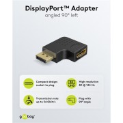 GOOBAY αντάπτορας DisplayPort 77131, 8K/144Hz, γωνιακός, μαύρος