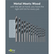 GOOBAY σετ τρυπάνια 77847 για ξύλο, χάλυβας άνθρακα, 3–10mm, κυλινδρικό, 15τμχ