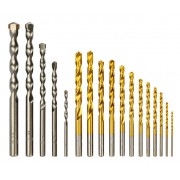 GOOBAY σετ τρυπάνια 77848 για μέταλλο/τοίχο, HSS/χάλυβας άνθρακα + YG8, 3–10mm/1.5-6mm, κυλινδρικό, 17τμχ