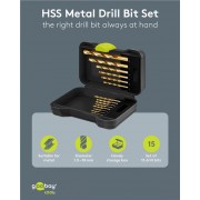 GOOBAY σετ τρυπάνια 77850 για μέταλλο, HSS, 1.5-10mm, κυλινδρικό, 15τμχ