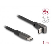 DELOCK καλώδιο USB-C 80751, 60W, flat, γωνιακό, 480 Mbps, 1m, μαύρο