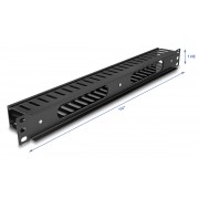 DELOCK cable management 81555 για rack 19"/1U, πλαστικό/μεταλλικό, μαύρο