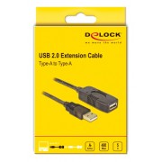 DELOCK καλώδιο USB 2.0 αρσενικό σε θηλυκό 82308, active, 5m, μαύρο