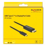 DELOCK καλώδιο USB-C σε DisplayPort 85256, DP Alt Mode, 4K, 2m, μαύρο